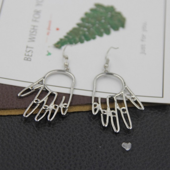 Minimalist Hands Drop Earrings - Picture 3 of 5